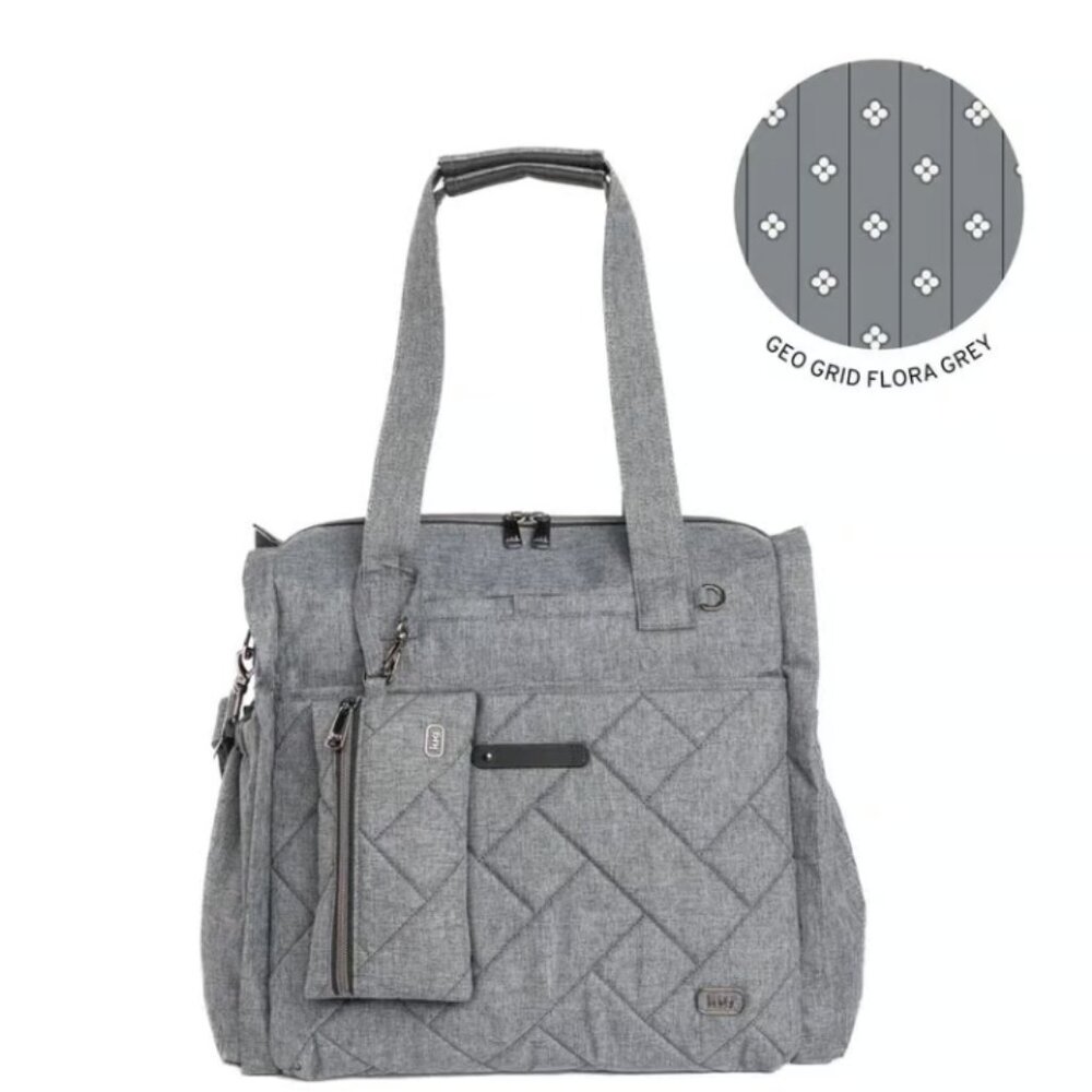 Brand New Lug Saunter Classic Duffel & Sway Pouch in Heather Grey